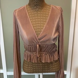 NWT ZARA PLEATED LIGHT BROWN TOP SZ. S